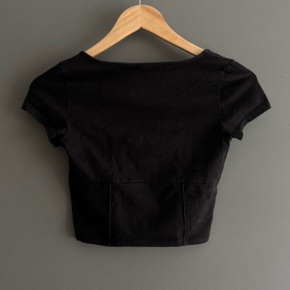 Black Ruffled Women's Top - Picture 2 of 2